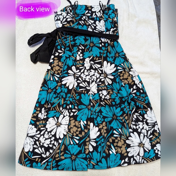 Vintage le chateau size med strapless mini dress, EUC, teal floral pattern - Picture 13 of 16